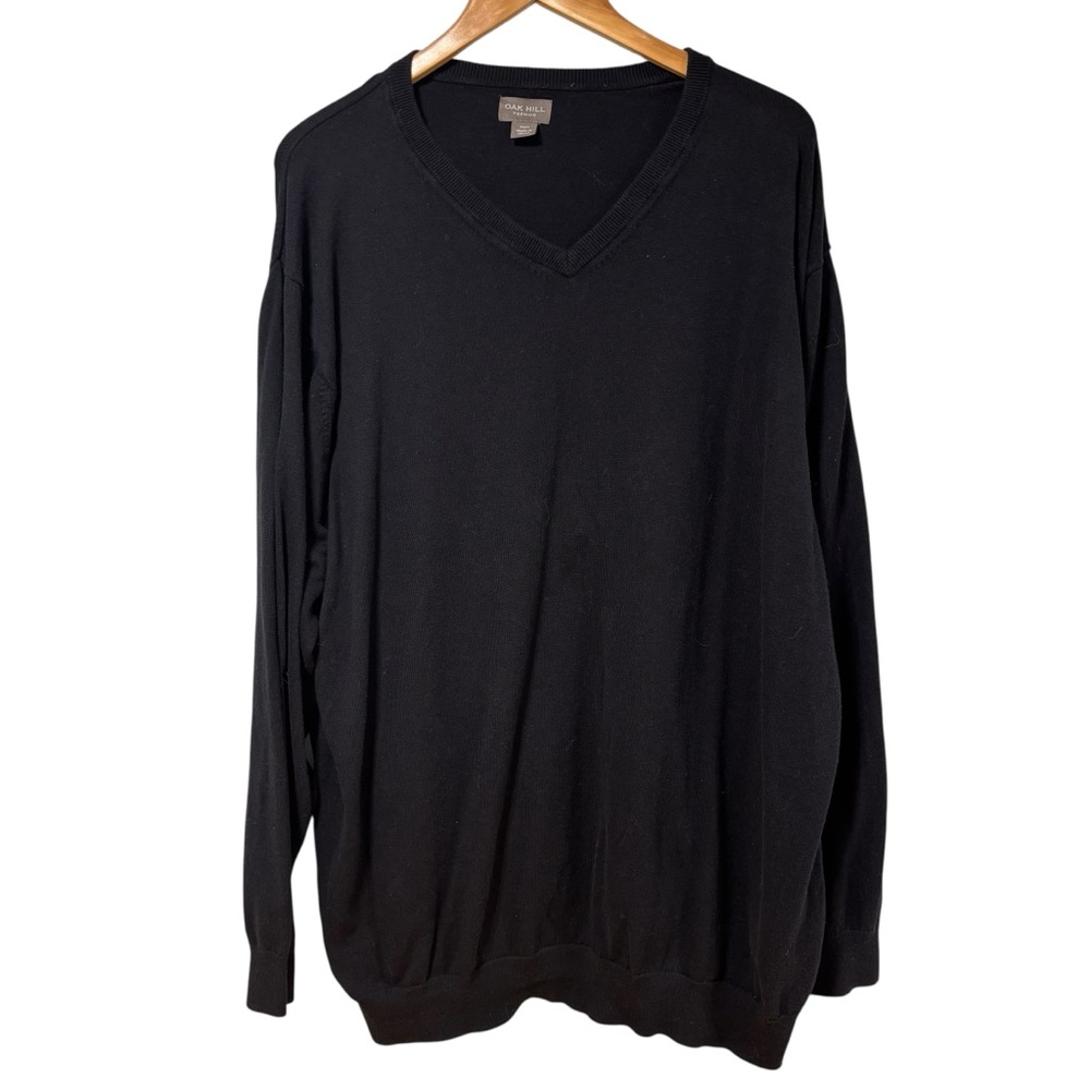 Oak Hill Premium Mens 3XLT Black V-Neck Long‎ Sleeve Knit Pullover Sweater #661